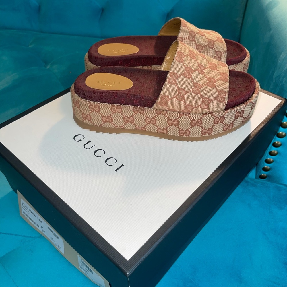 Gucci Original GG Canvas Platform Mule Slides